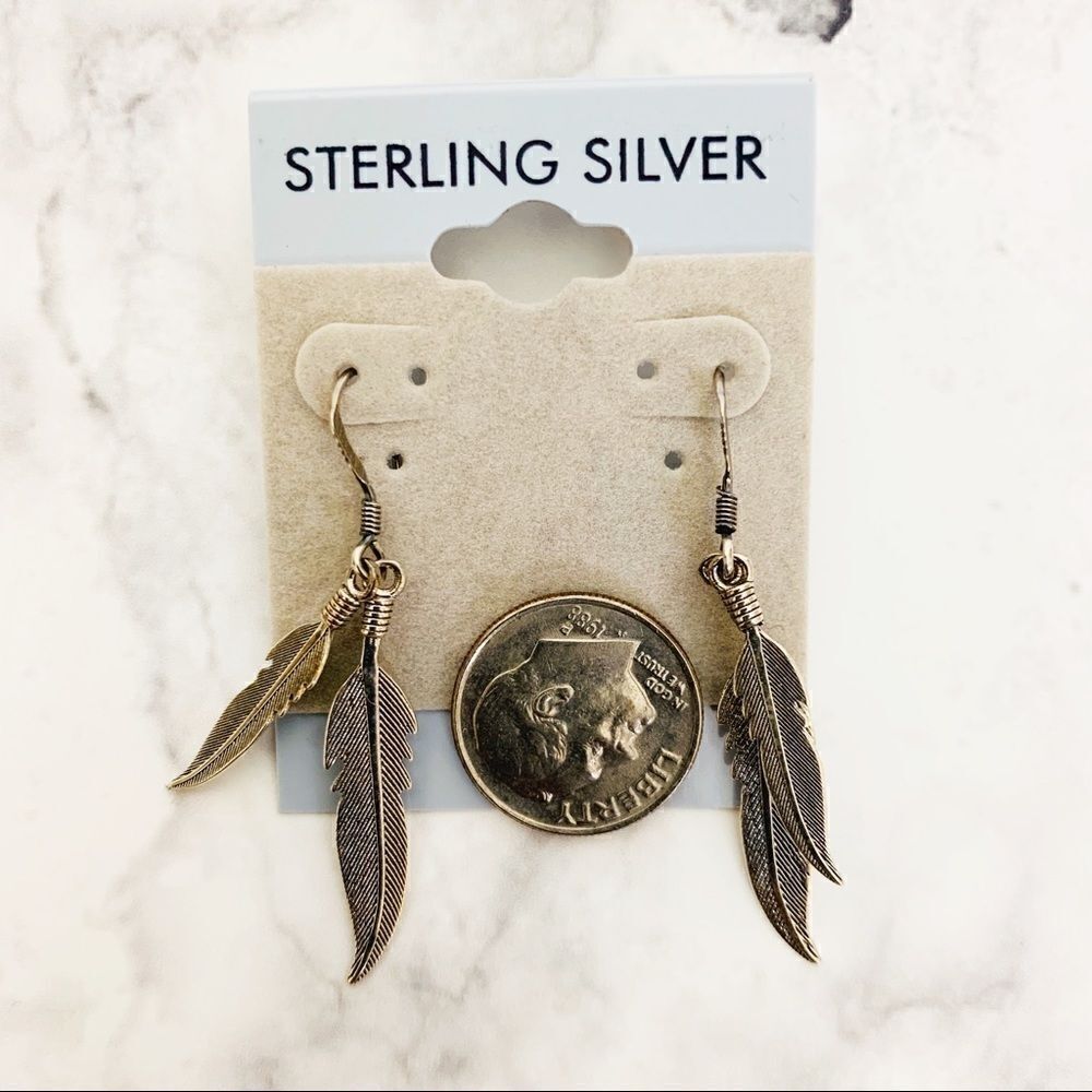 Sterling Silver Double Leaf Dangle Earrings